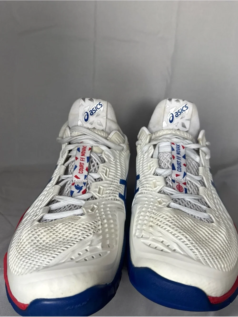 ASICS Court FF Novak Shoes Mens Size 10.5 White Mesh Tennis Sneakers 1041A480